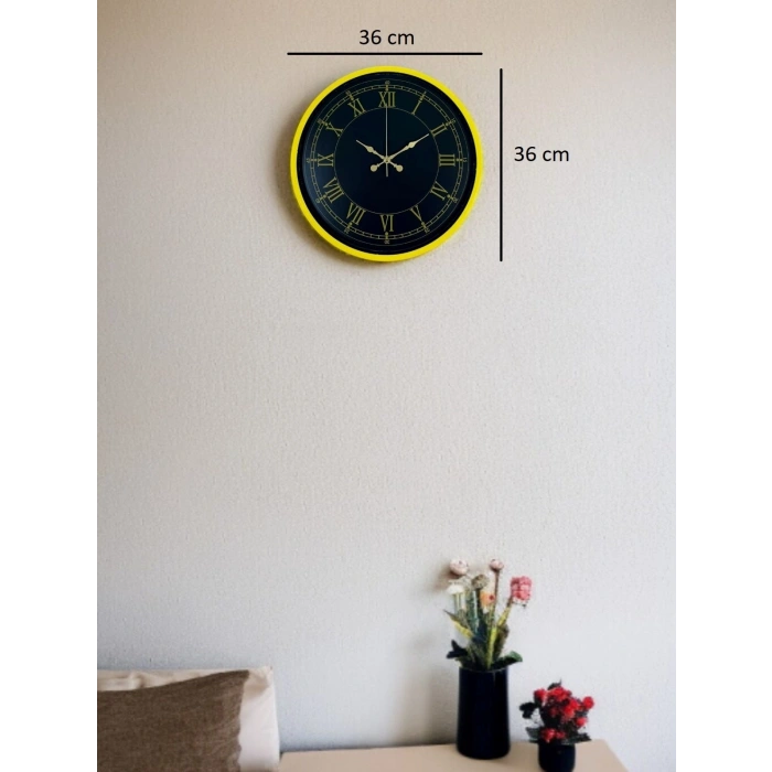 Mey İthalat® 36 Cm Standart Sarı Duvar Saati