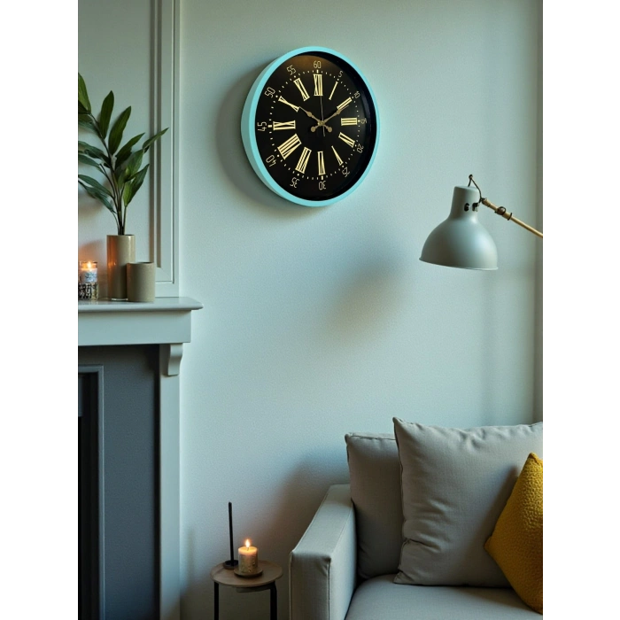 Mey İthalat® 36 Cm Turkuaz Dekoratif Duvar Saati