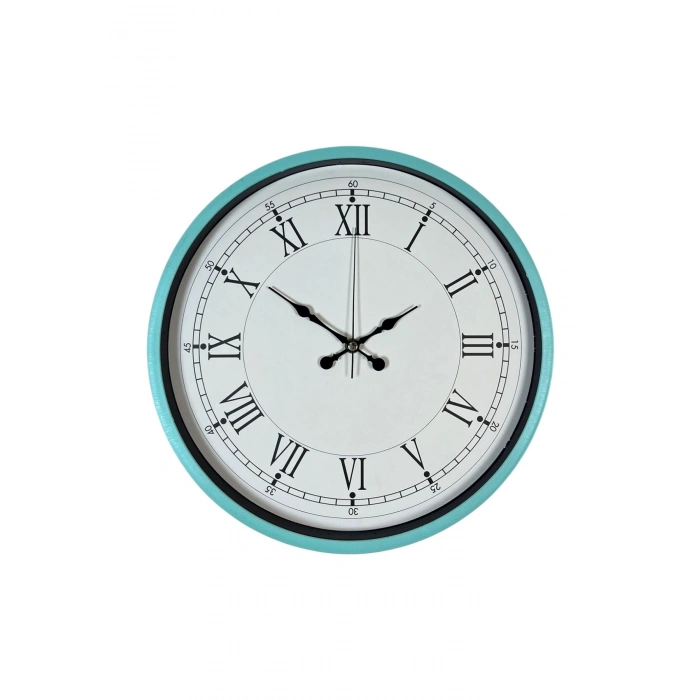 Mey İthalat® 36 Cm Turkuaz Dekoratif Duvar Saati