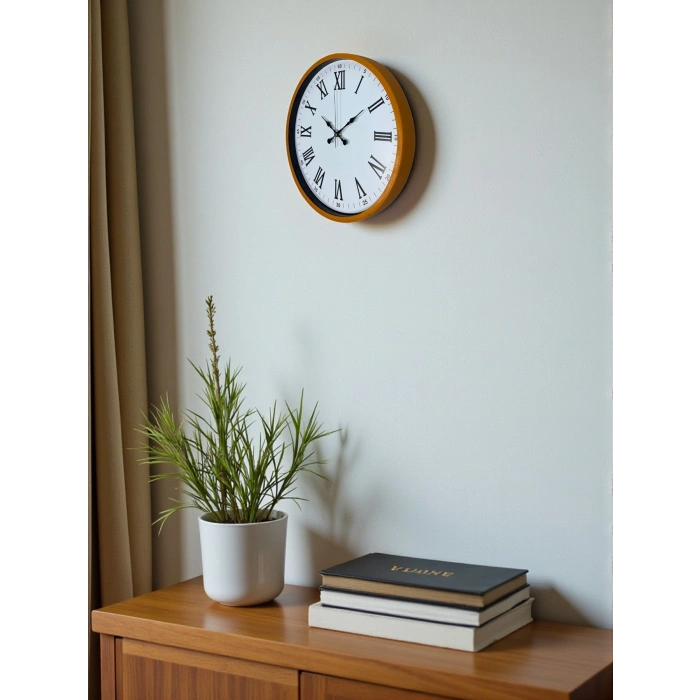 Mey İthalat® 36 Cm Turuncu Roma Rakamlı Duvar Saati