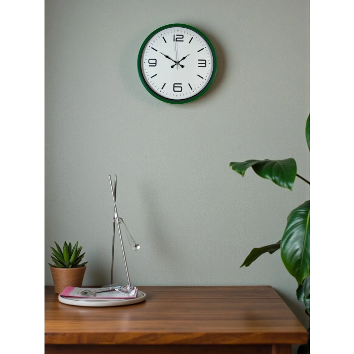 Mey İthalat® 36 Cm Yeşil Modern Dekoratif Duvar Saati