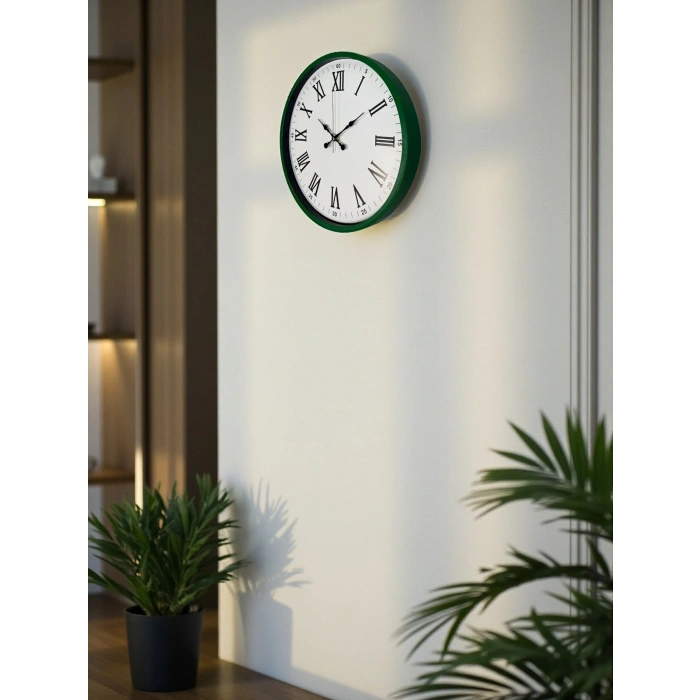 Mey İthalat® 36 Cm Yeşil Roma Rakamlı Duvar Saati