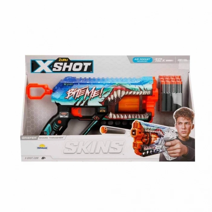 Mey İthalat® 36561 X-Shot Skins Griefer 12 li Sünger Dart Atan Silah 32 cm