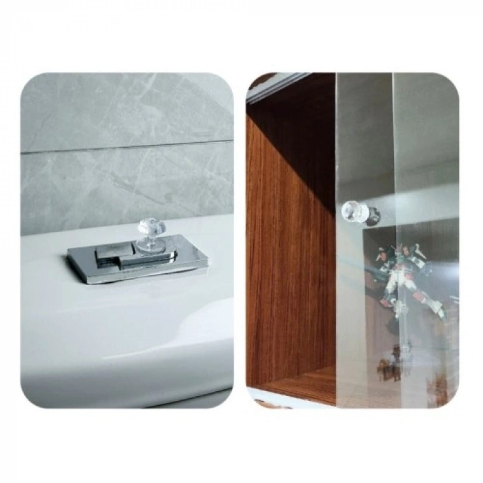 Mey İthalat® 4 Adet Kristal Tasarımlı Çok Amaçlı Yapışkanlı Tutacak Buton
