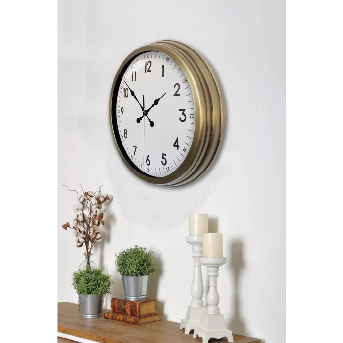 Mey İthalat® 40 cm Eskitme Metal Standart Duvar Saati