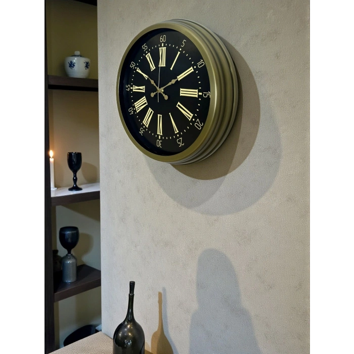 Mey İthalat® 40 Cm Metal Antik Roma Eskitme Duvar Saati