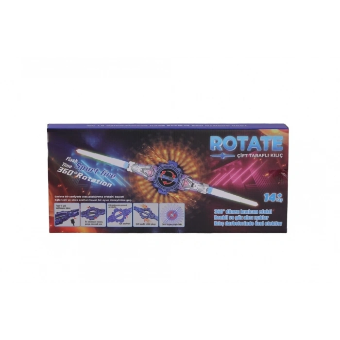 Mey İthalat® 456-44M ÇİFT TARAFLI 360 DRC DÖNEBİLEN KIVILCIM SAÇAN 7 RENK LED IŞIKLI KILIÇ