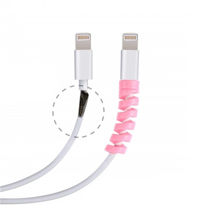 Mey İthalat®  4lü , Android Şaj Kablosu Koruyucu Silikon Spiral Yay Aparat