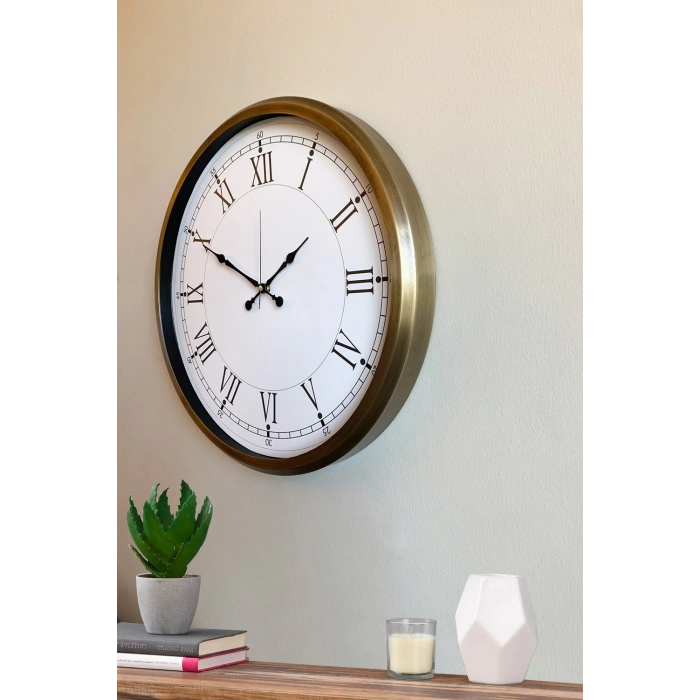 Mey İthalat® 52 cm Eskitme Metal Retro Duvar Saati