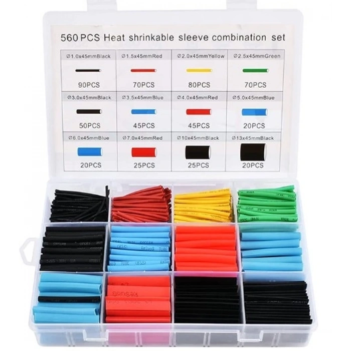 Mey İthalat® 560 Parça Set Isıyla Daralan Makaron Kablo Koruyucu Kılıf