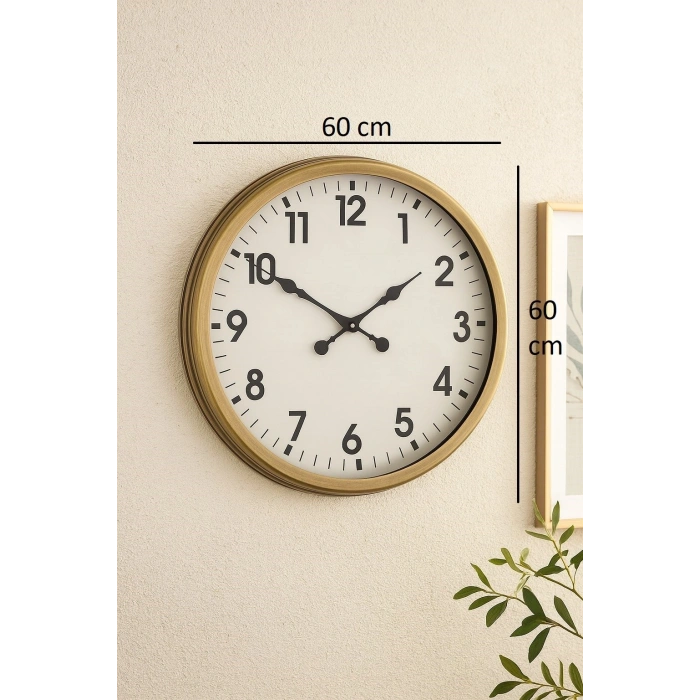 Mey İthalat® 60 cm Eskitme Metal Standart Duvar Saati