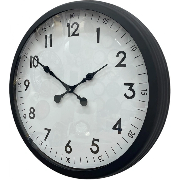 Mey İthalat® 60 cm Siyah Dekoratif Metal Duvar Saati
