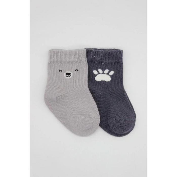 Mey İthalat®  Bear Penye Soket Çorap 2Li BS10116 Gri