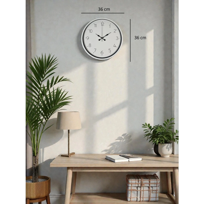 Mey İthalat® Beyaz 36 Cm Standart Duvar Saati