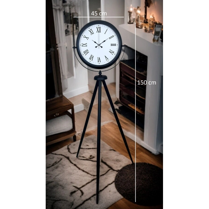 Mey İthalat® Black Elegance Tripod Ayaklı Saat