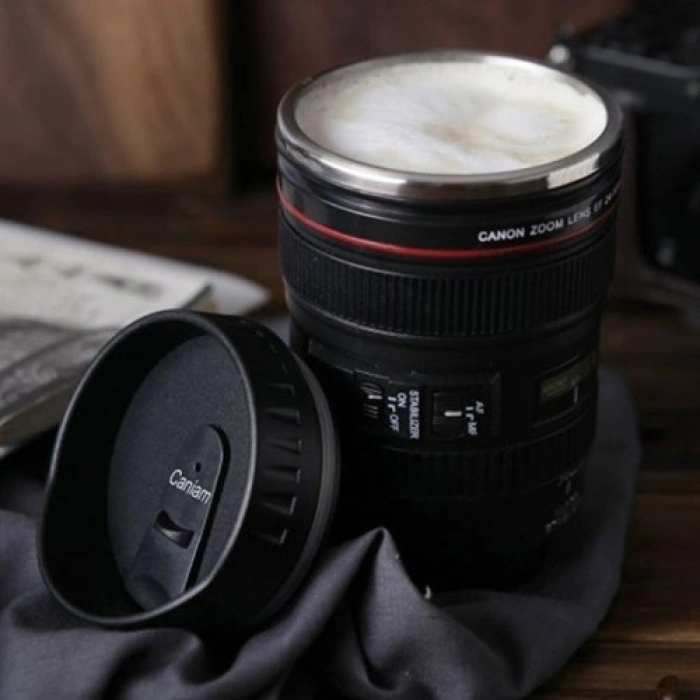 Mey İthalat® Çelik Objektif Lens Tasarımlı Kupa Bardak