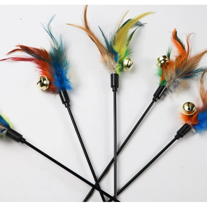 Mey İthalat® Çıngıraklı Tüylü Kedi Oyun Çubuğu