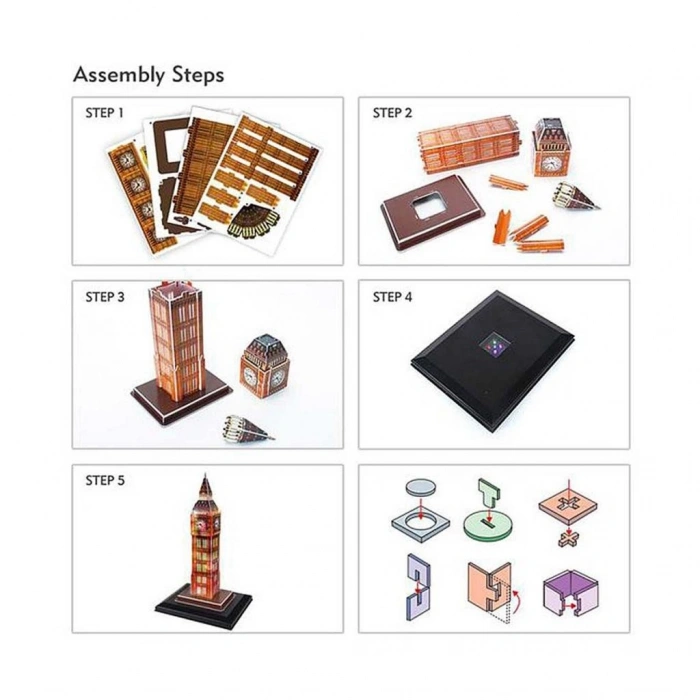 Mey İthalat®  Cubic Fun 28 Parça 3D Puzzle Big Ben Saat Kulesi