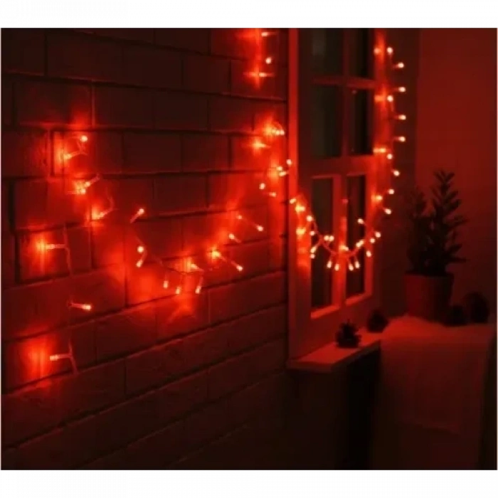 Mey İthalat® Damla Uçlu Kırmızı Dekoratif Işık 10 Metre 100 LED