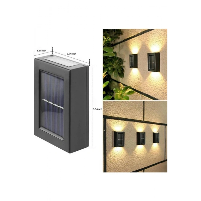 Mey İthalat® Dekoratif Duvar Lambası Solar Güneş Enerjili Bahçe Aydınlatması