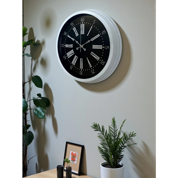 Mey İthalat® Elegance White 40 Cm Metal Duvar Saati