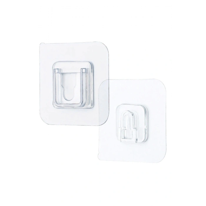 Mey İthalat®  Eşya Sabitleme Askısı 10 Çift Şeffaf Çift Taraflı Yapışkanlı Geçmeli Klips