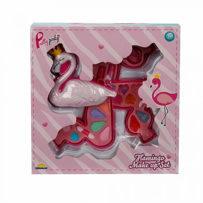 Mey İthalat® Flamingo Şekilli 3 Katlı Makyaj Güzellik Seti