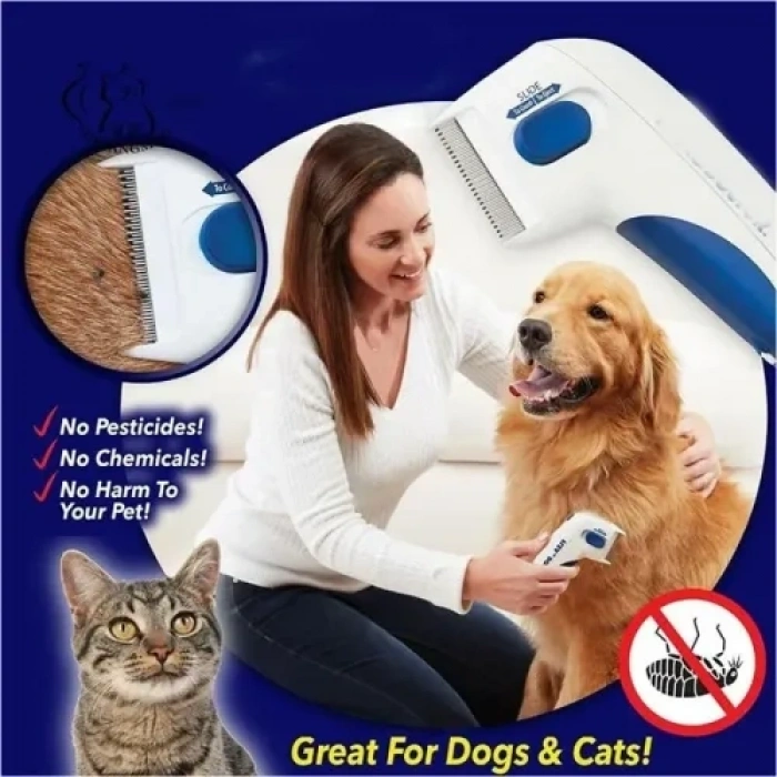 Mey İthalat® Flea Doctor Kedi ve Köpekler İçin Pilli Pire Tarağı