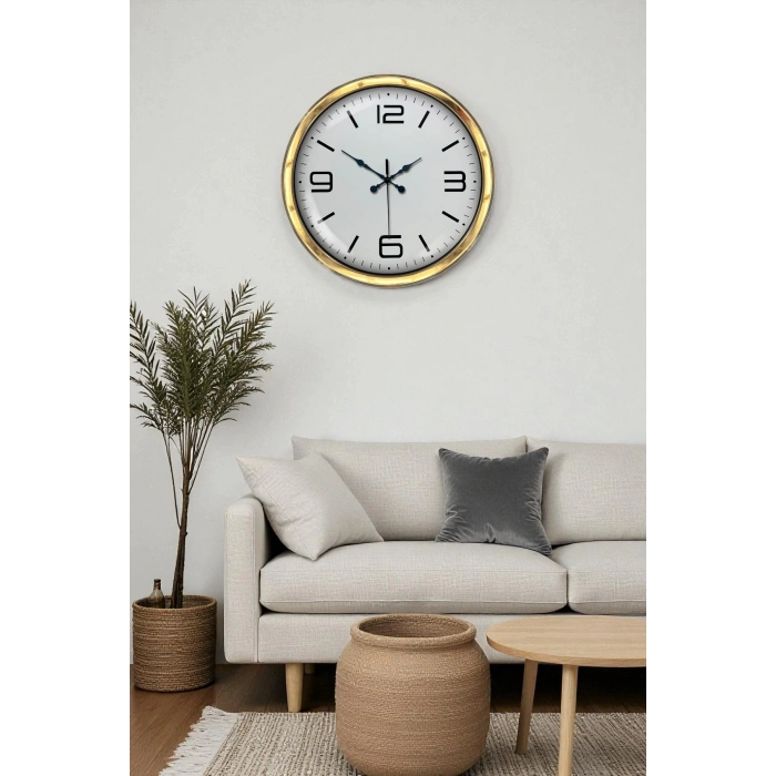 Mey İthalat® Gold Lüks 40 Cm Metal Modern Duvar Saati