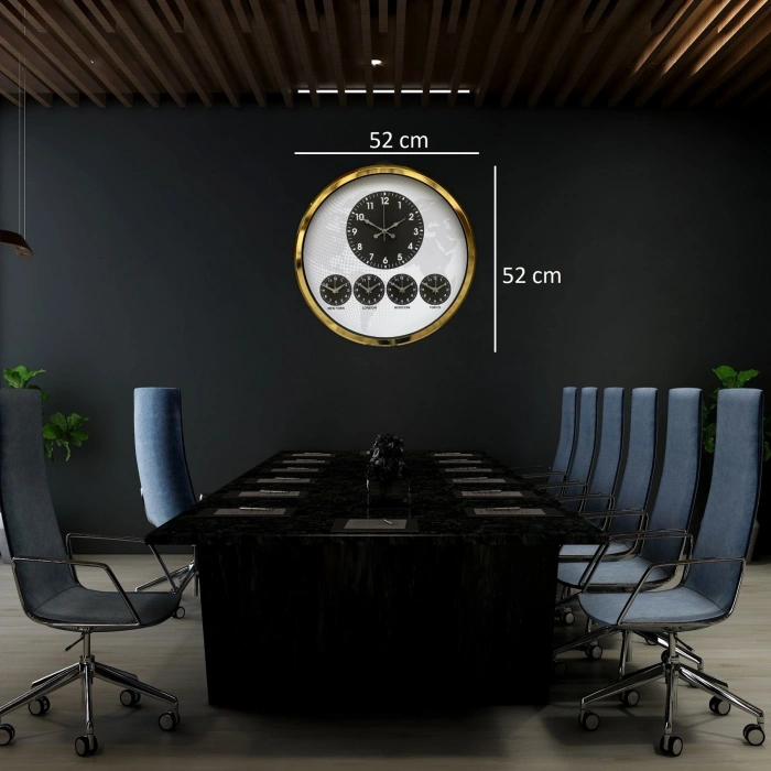 Mey İthalat® Gold Modern 52 Cm Dünya Saati