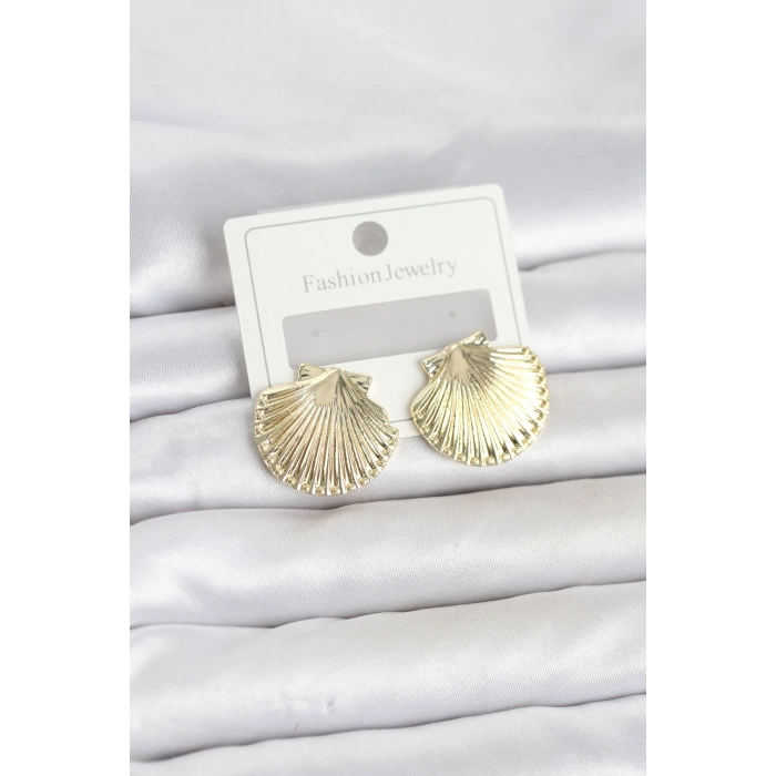 Mey İthalat® Gold Renk Pirinç Deniz Kabuğu Model Kadın Küpe