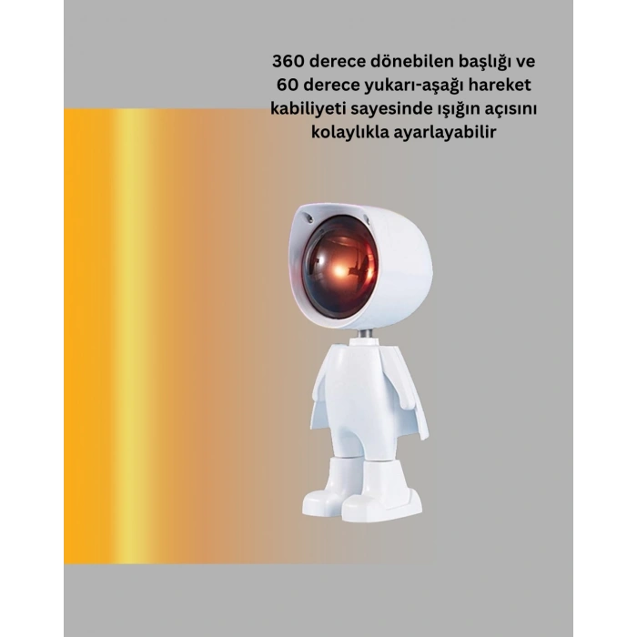 Mey İthalat® Gün Batımı Efekti Sunan Astronot LED Masa Lambası Yeni Nesil