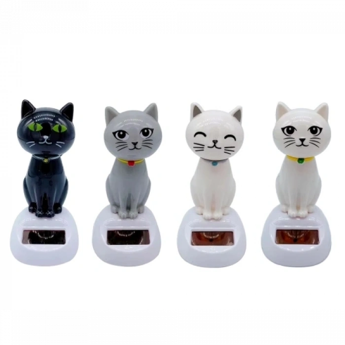 Mey İthalat® Güneş Enerjili Sallanan Kedi Figürü