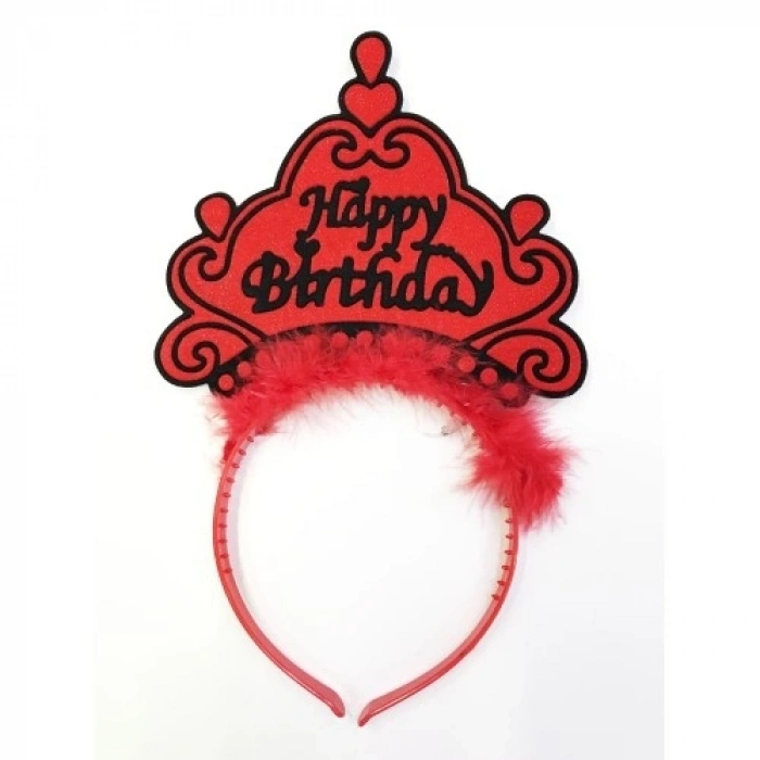 Mey İthalat® Happy Birthday Yazılı Neon Renk Taç 12 Adet