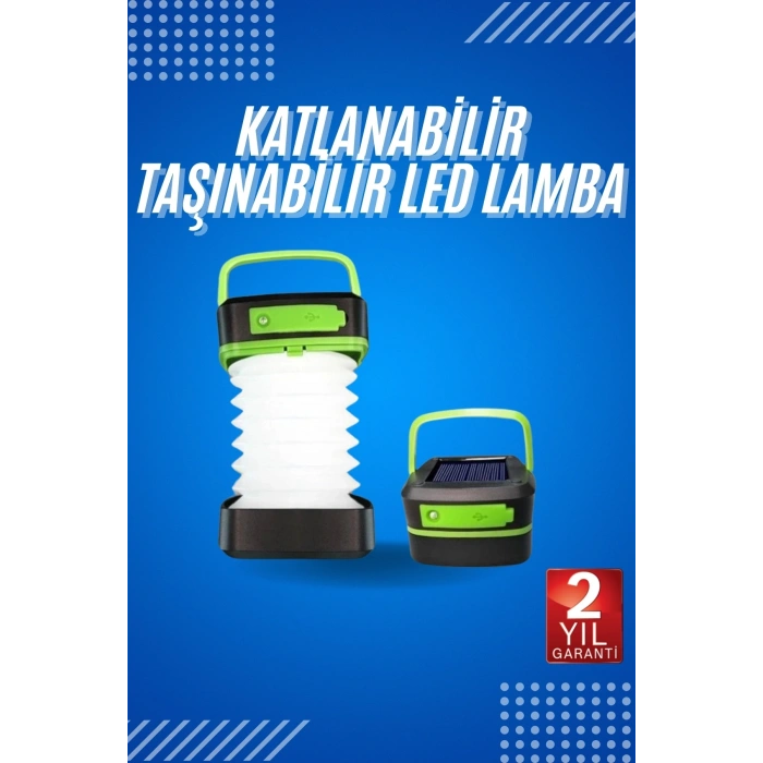 Mey İthalat® Kamp Lambası Katlanabilir Lamba Solar Şarjlı Led Lamba El Fenerli