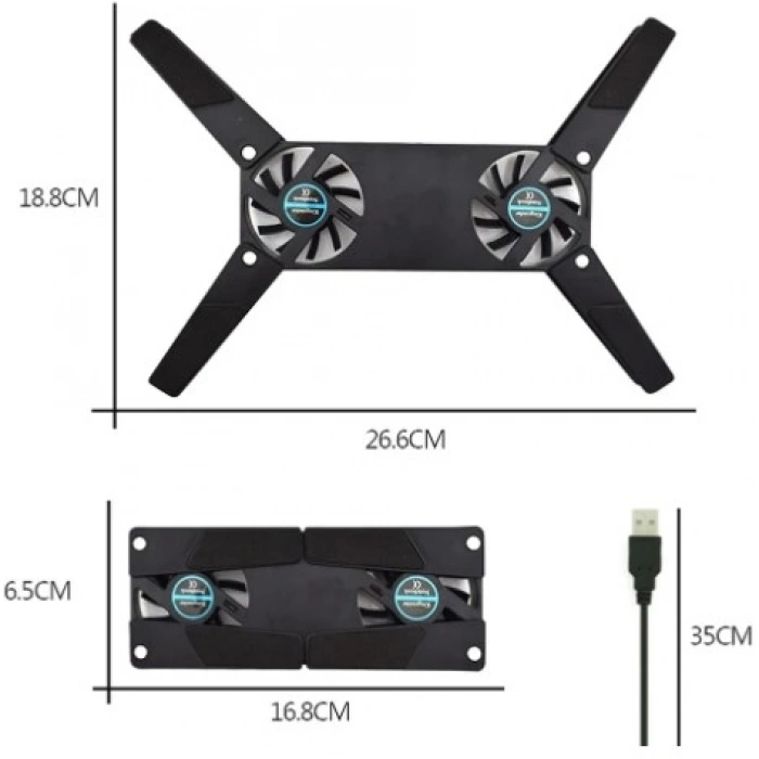 Mey İthalat® Katlanabilir Laptop Soğutucu 2 fanlı