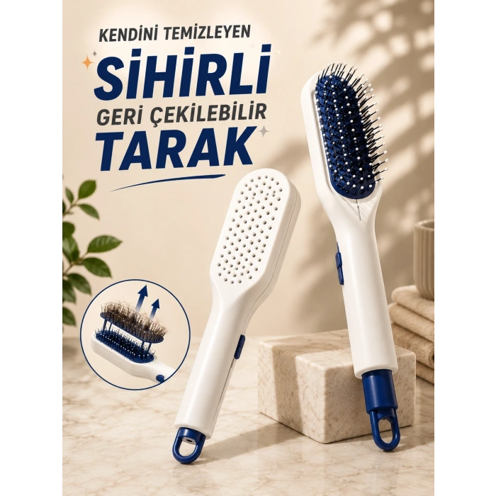 Mey İthalat® KENDİNİ TEMİZLEYEN SİHİRLİ GERİ ÇEKİLEBİLİR TARAK