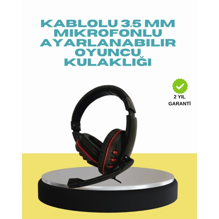 Mey İthalat® Kırmızı Işıklı Oyun Kulaklığı Kablolu Mikrofonlu Profesyonel