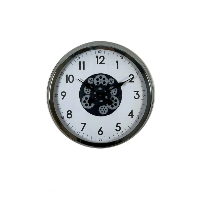 Mey İthalat® Krom Şıklık Sade 60 Cm Çarklı Duvar Saati