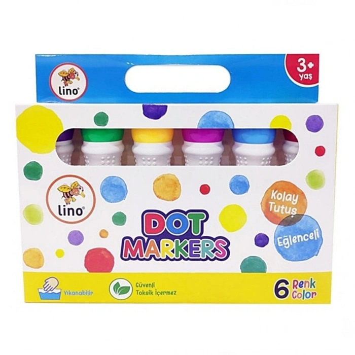 Mey İthalat®  Lino Dot Markers 6lı Yıkanabilir