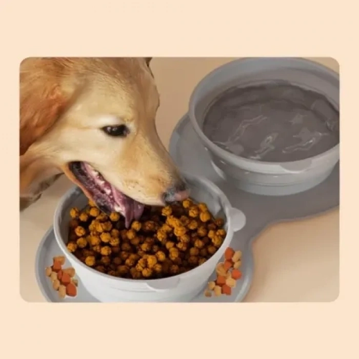 Mey İthalat® Mikopet Katlanabilir İkili Mama ve Su Kabı