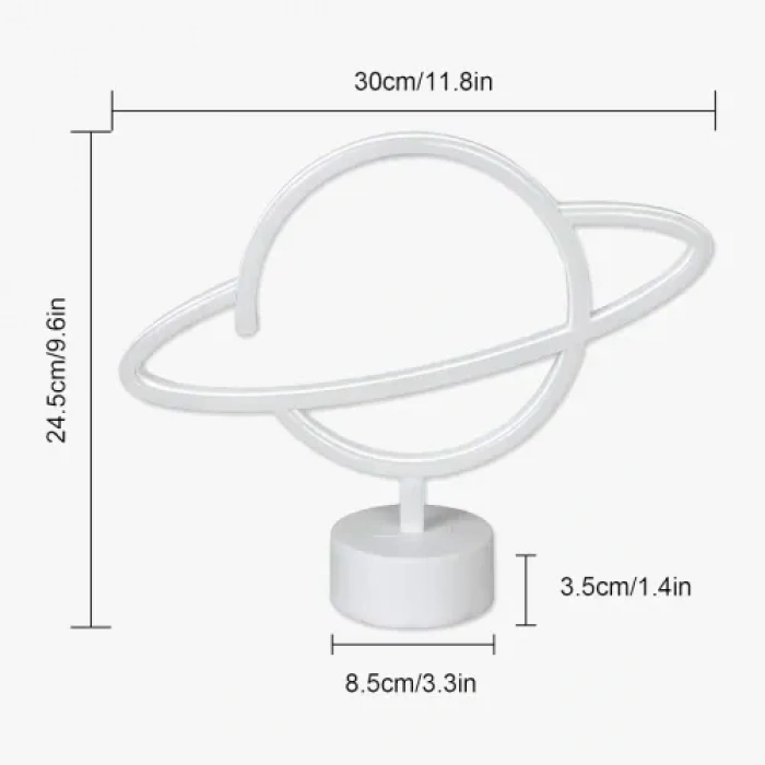 Mey İthalat® Neon Işıklı Satürn Lamba (Pil + USB)