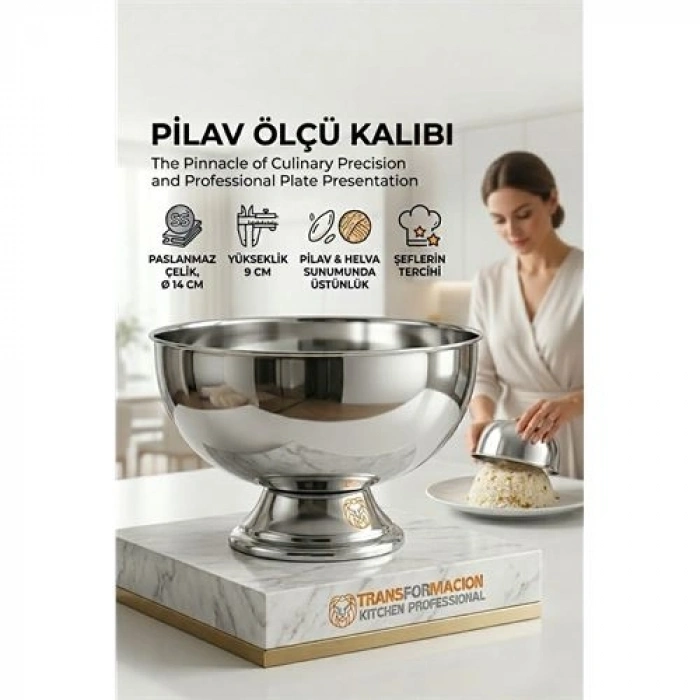 Mey İthalat® Profesyonel 14 Cm Çapında Pilav Kalıbı - Helva Kalıbı 304 Paslanmaz Çelik  723025