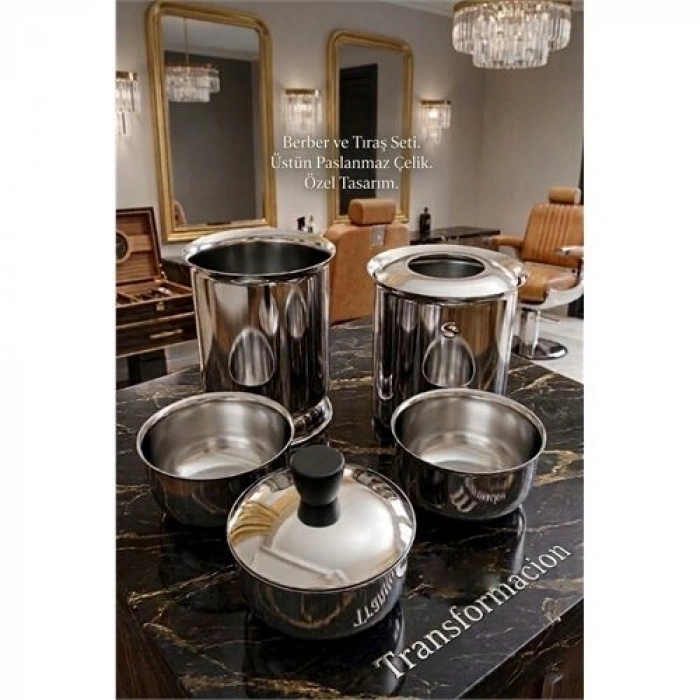 Mey İthalat® Profesyonel 5li Çelik Berber Paslanmaz Çelik Tıraş Seti  722951