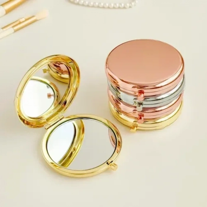 Mey İthalat® Promosyon Yuvarlak Cep Aynası Gold Renk