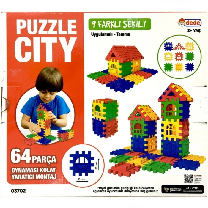 Mey İthalat® Puzzle City 3D Yapı ve Tasarım Blokları 64 Parça