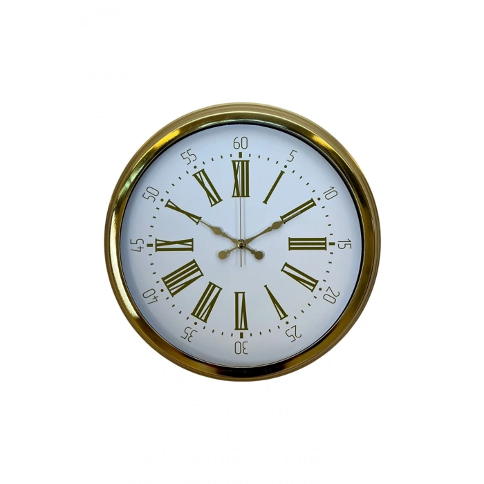 Mey İthalat® Royal Gold 40 Cm Metal Duvar Saati