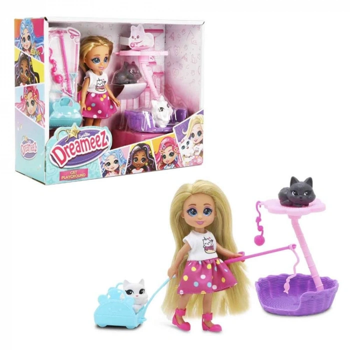 Mey İthalat® S01081125 DREAMEEZ MİNİ BEBEK VE KEDİ SETİ -SUN