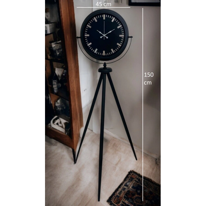 Mey İthalat® Siyah Lüks Sade Tripod Ayaklı Saat