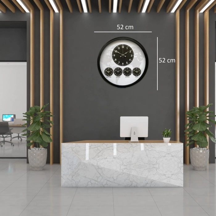 Mey İthalat® Siyah Sade ve Şık 52 Cm Dünya Saati